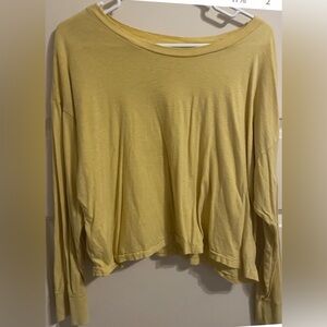 Woman’s Ribbed Aerie Yellow Laid Back Cropped Sweater